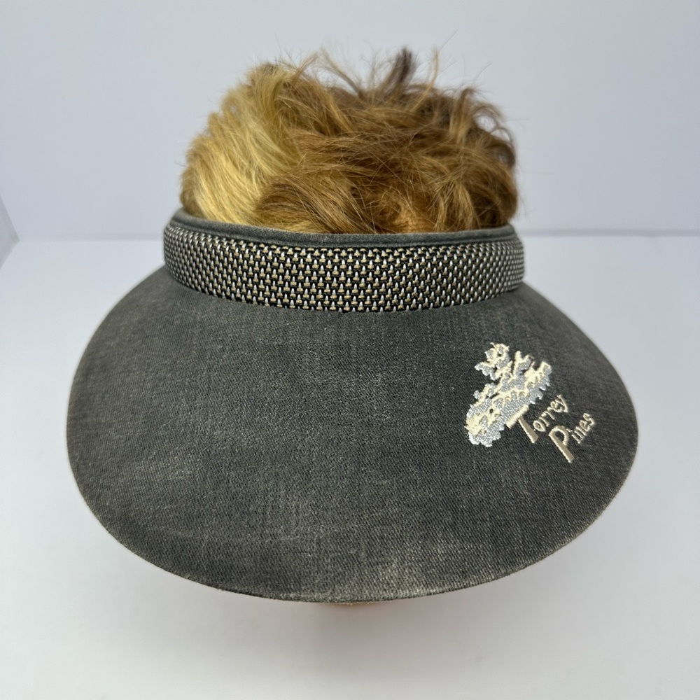 Vintage Torrey Pines Golf Visor Black Legendary Headwear Made in USA Rare! X8